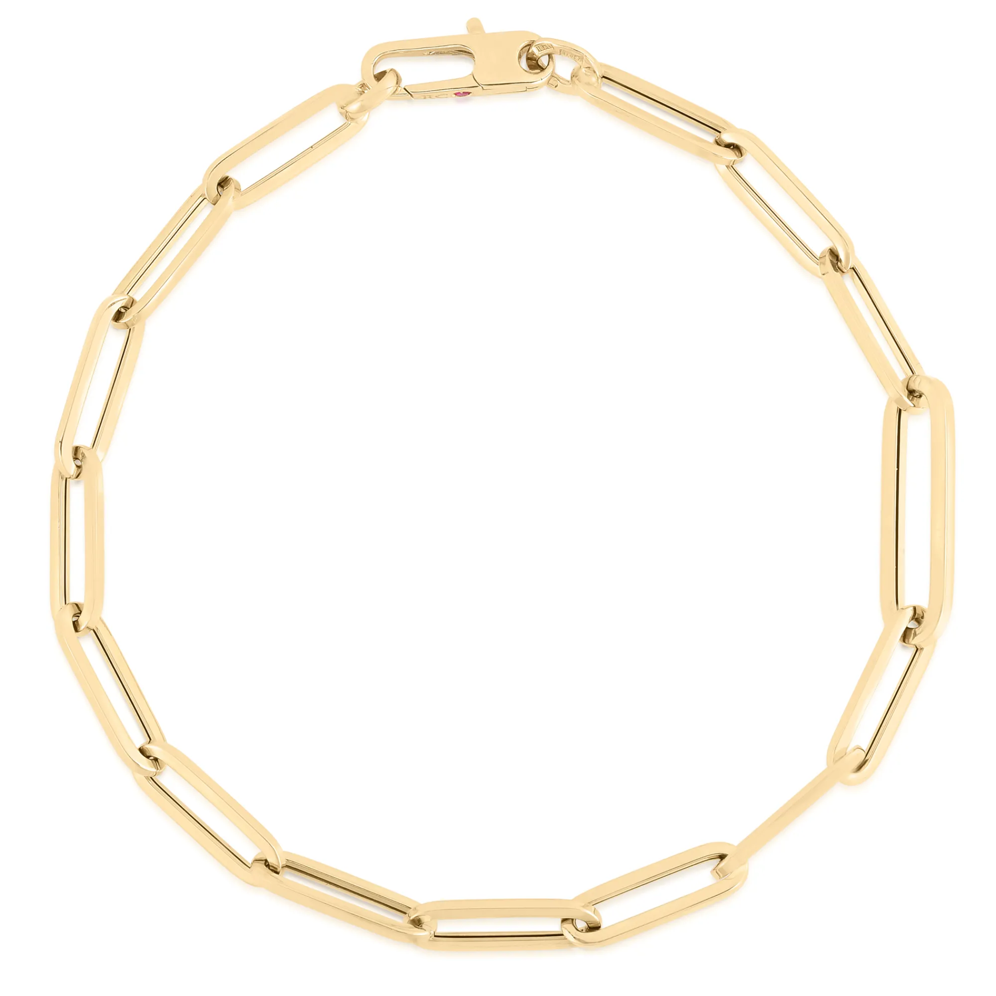 Roberto Coin 18K Yellow Designer Gold Alternating Size Paperclip Link Bracelet New