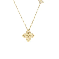 Roberto Coin 18k Yellow Gold Arabesque Large Diamond Flower Necklace Sale