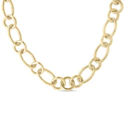 Roberto Coin 18K Yellow Gold Designer Gold Alternating Round And Oval Link Chain Necklace Hot