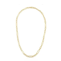 Roberto Coin 18K Yellow Gold Designer Gold Alternating Oval Link Chain Necklace Hot