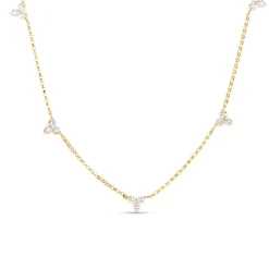 Roberto Coin 18K Yellow Gold Diamonds By The Inch Five Station Flower Necklace Clearance