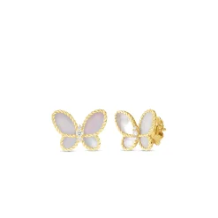Roberto Coin 18K Yellow Gold Jasmine Diamond And Mother Of Pearl Butterfly Stud Earrings Online