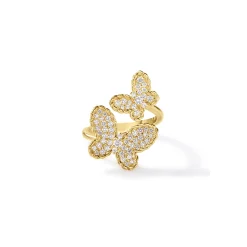 Roberto Coin 18K Yellow Gold Jasmine Pave Diamond Double Butterfly Ring Discount