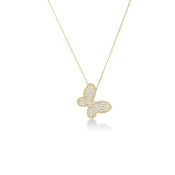 Roberto Coin 18K Yellow Gold Jasmine Pavé Diamond Butterfly Necklace Discount