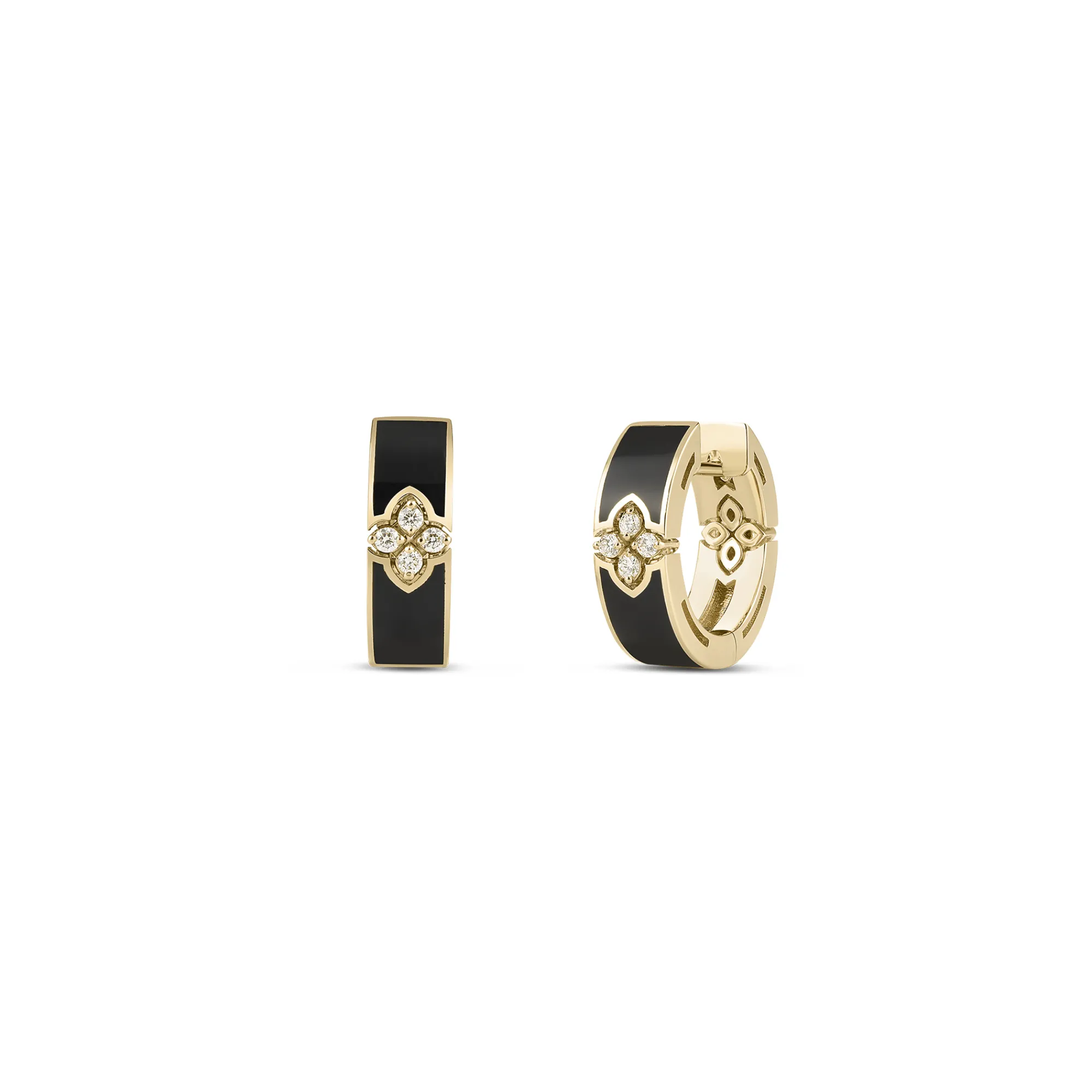 Roberto Coin 18K Yellow Gold Love In Verona Diamond And Enamel Hoop Earrings Outlet