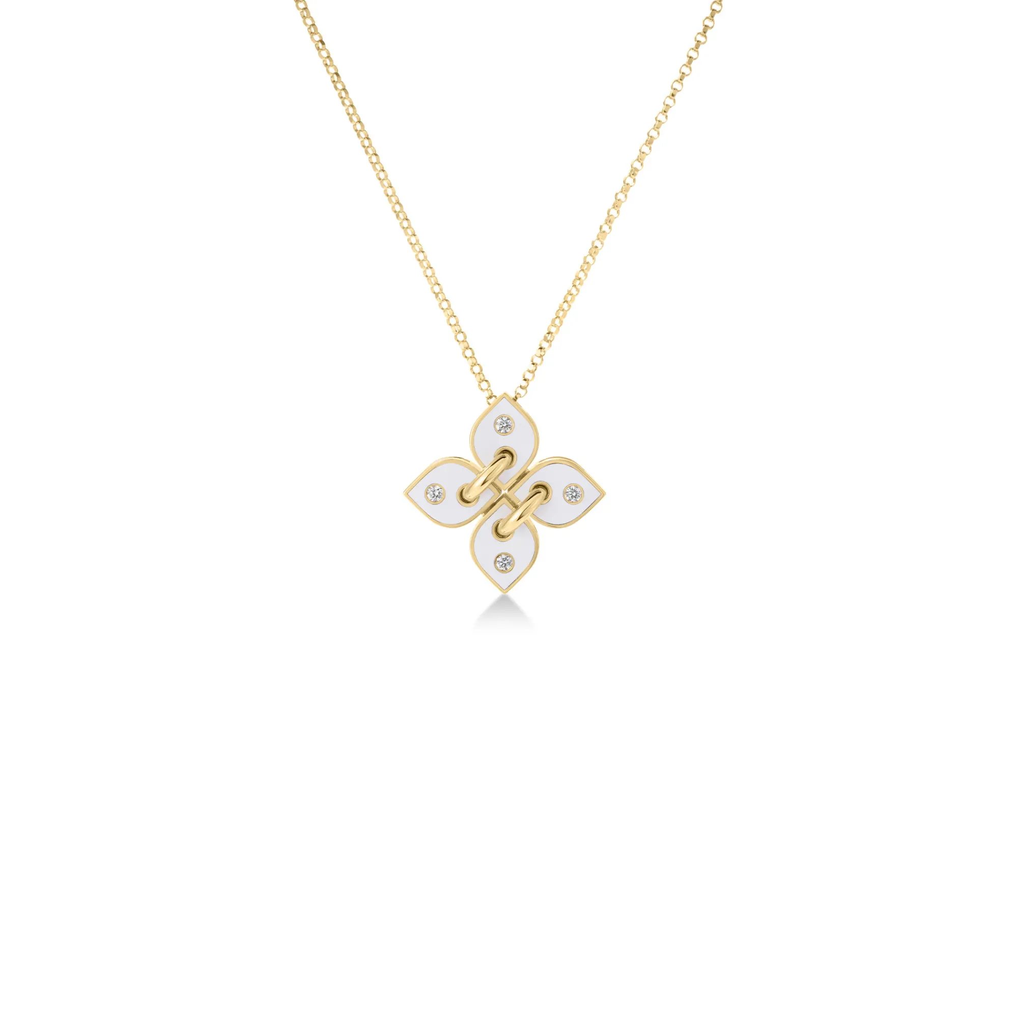 Roberto Coin 18K Yellow Gold Love In Verona Diamond And Enamel Flower Necklace Sale