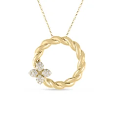 Roberto Coin 18K Yellow Gold Love In Verona Diamond Twist Necklace Hot