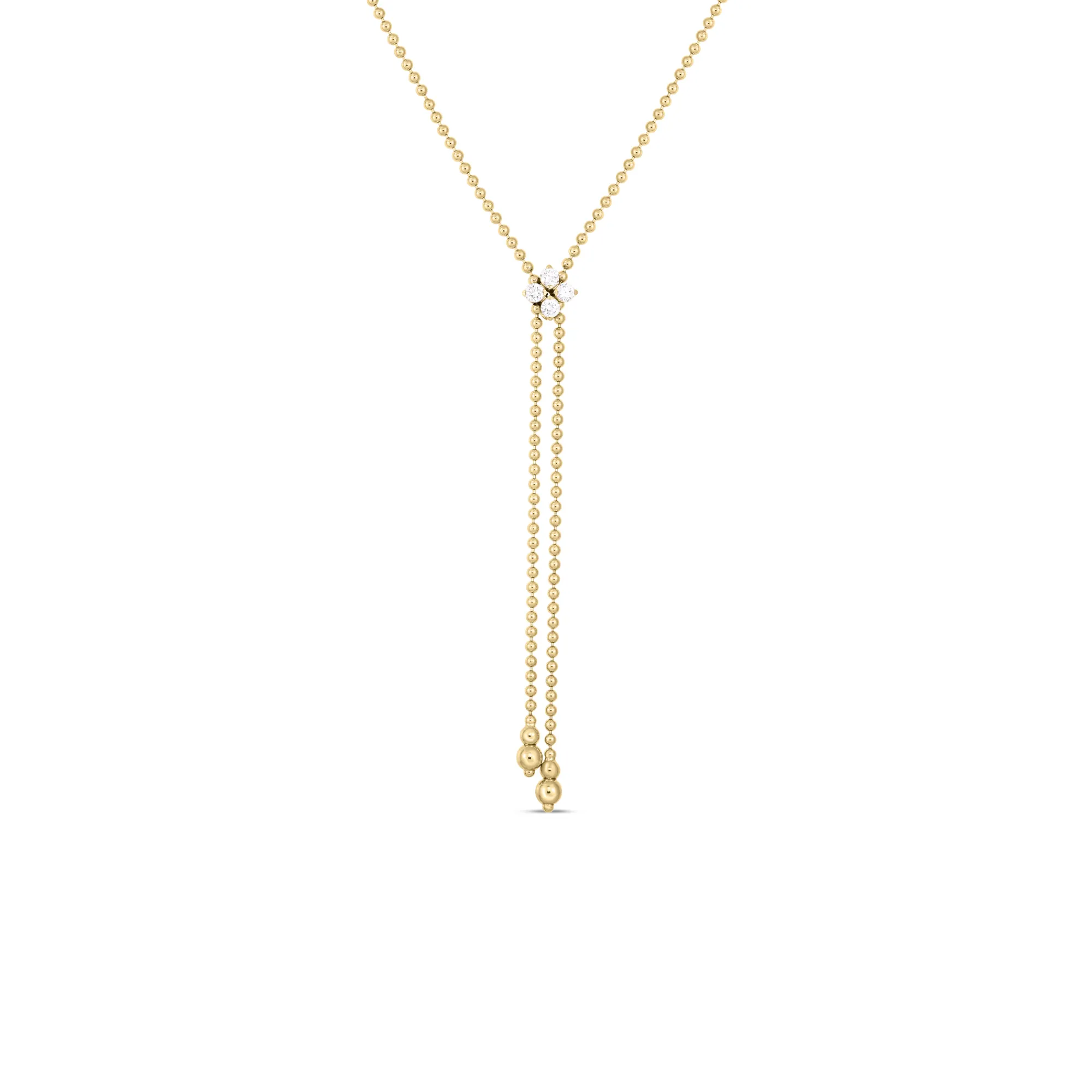 Roberto Coin 18K Yellow Gold Love In Verona Diamond Flower Lariat Necklace New