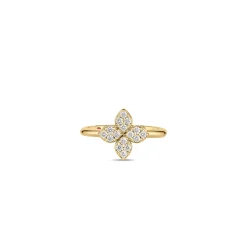 Roberto Coin 18k Yellow Gold Love In Verona Medium Pavé Diamond Flower Ring Hot
