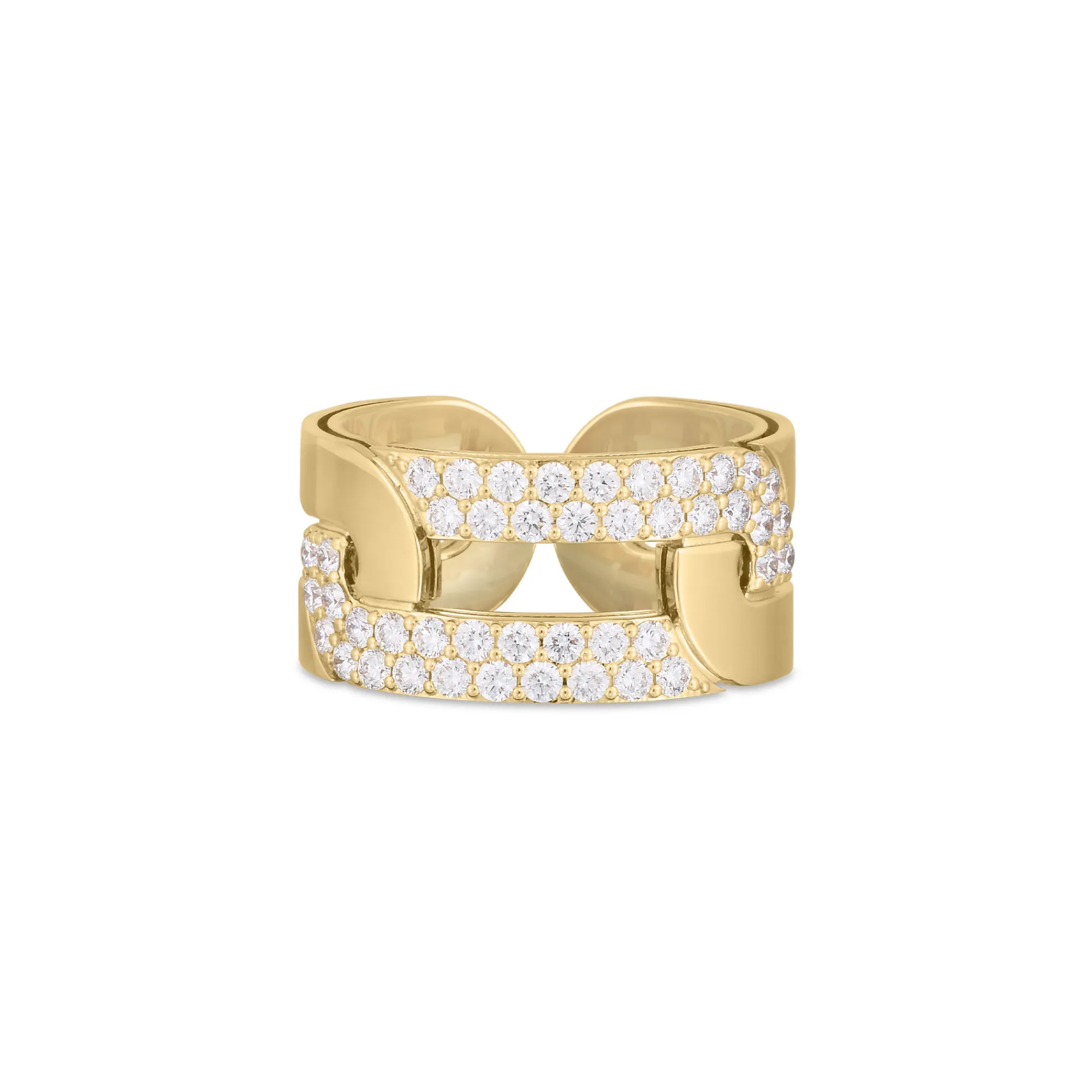 Roberto Coin 18K Yellow Gold Navarra Diamond Link Wide Ring Discount