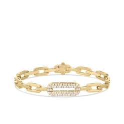 Roberto Coin 18k Yellow Gold Navarra Single Large Pave Diamond Link Bracelet New