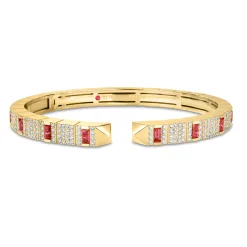 Roberto Coin 18K Yellow Gold Obelisco Pavé Diamond And Gemstone Cuff Bangle Online
