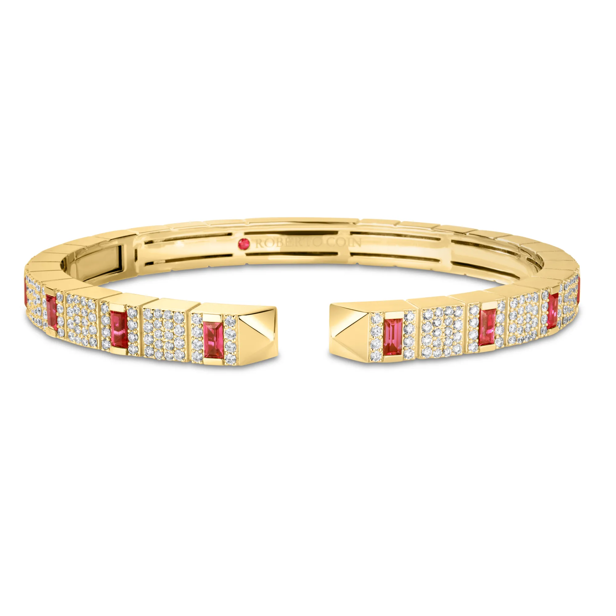 Roberto Coin 18K Yellow Gold Obelisco Pavé Diamond And Gemstone Cuff Bangle Online