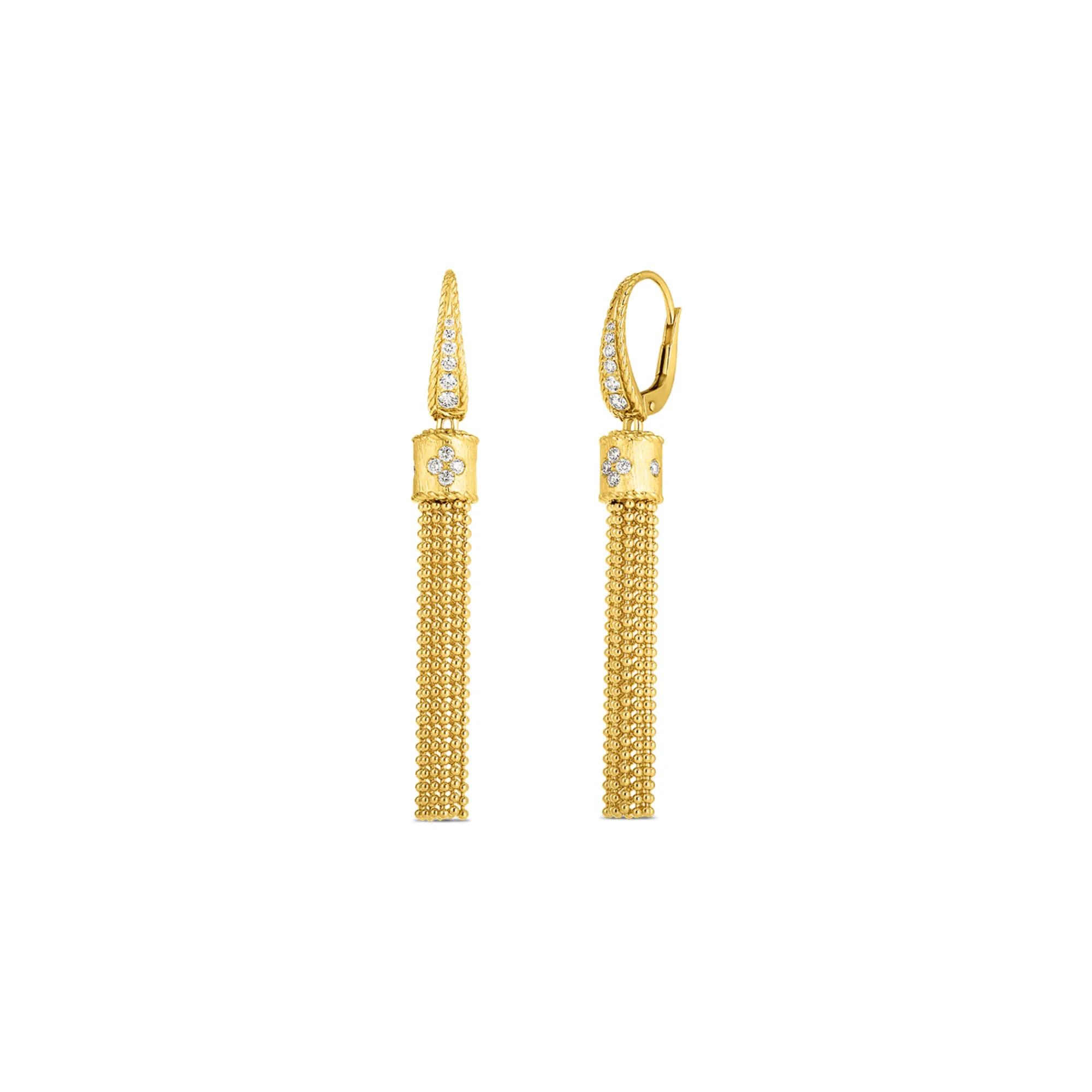 Roberto Coin 18K Yellow Gold Princess Tassel Diamond Accent Dangle Earrings Best