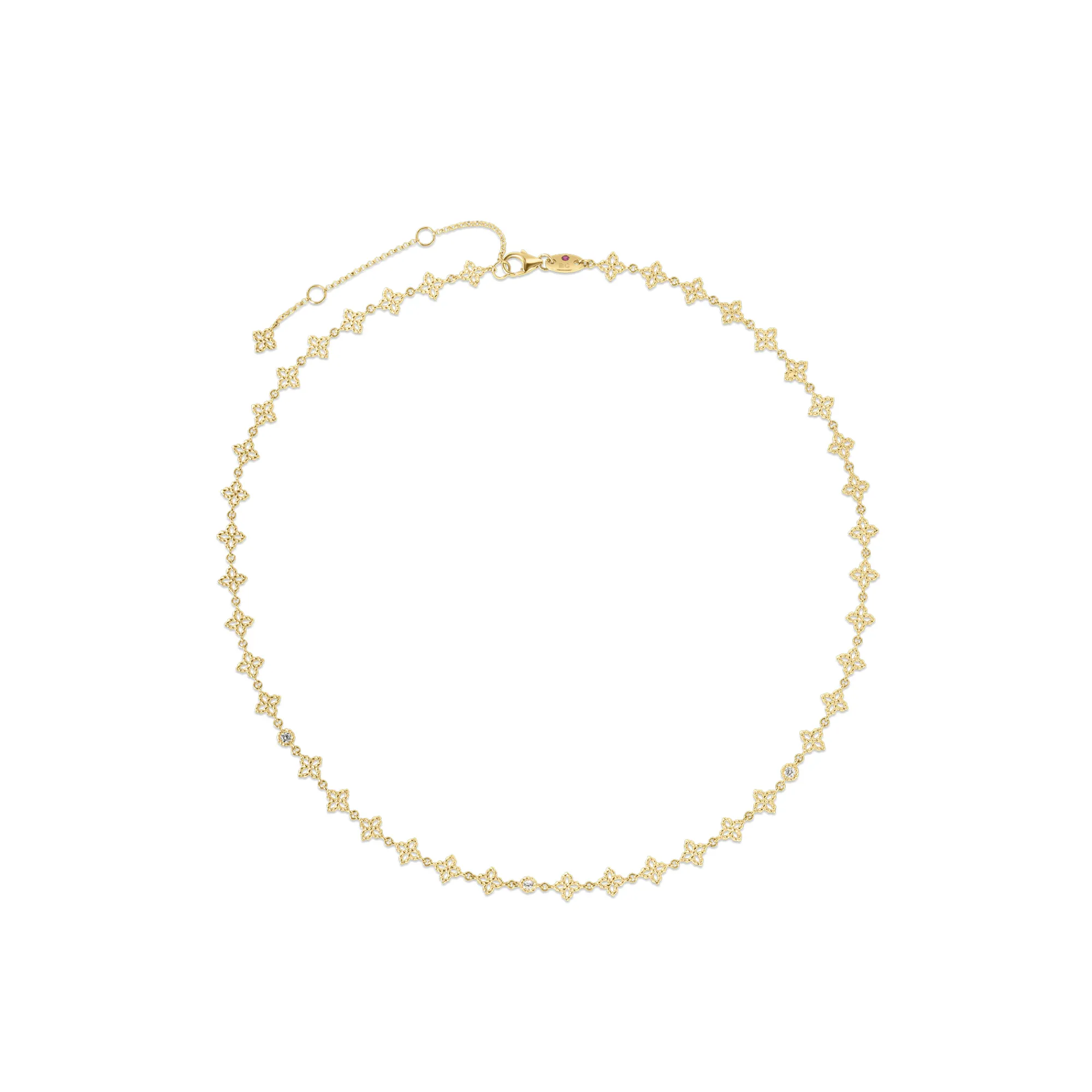 Roberto Coin 18K Yellow Gold Principessa Diamond And Flower Link Necklace