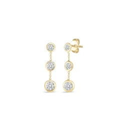 Roberto Coin 18K Yellow Gold Tiny Treasures Three Bezel Dangle Earrings Discount
