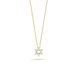 Roberto Coin 18K Yellow Gold Tiny Treasures Diamond Star Of David Necklace Hot