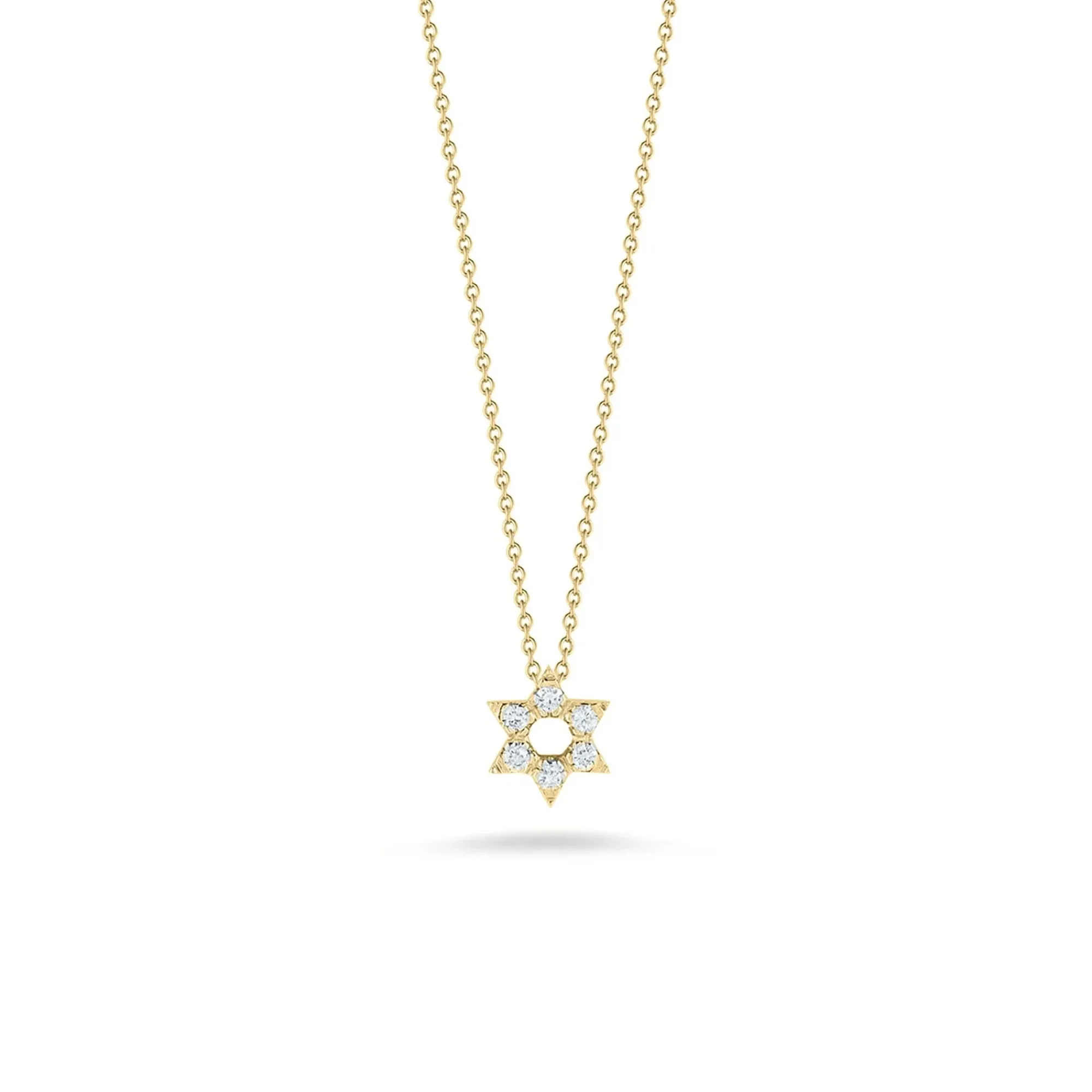 Roberto Coin 18K Yellow Gold Tiny Treasures Diamond Star Of David Necklace Hot