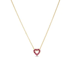 Roberto Coin 18k Yellow Gold Tiny Treasures Diamond and Ruby Reversible Heart Necklace Discount