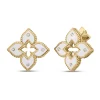 Roberto Coin 18K Yellow Gold Venetian Princess Diamond And White Enamel Flower Stud Earrings Outlet