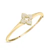Roberto Coin 18K Yellow Gold Venetian Princess Pavé Diamond Flower Knife Edge Bangle Clearance