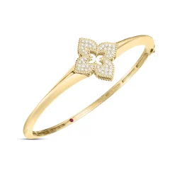 Roberto Coin 18K Yellow Gold Venetian Princess Pavé Diamond Flower Knife Edge Bangle Online