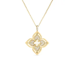 Roberto Coin 18k Yellow Gold Venetian Princess Pirouette Pave Diamond & Mother of Pearl Flower Necklace Sale