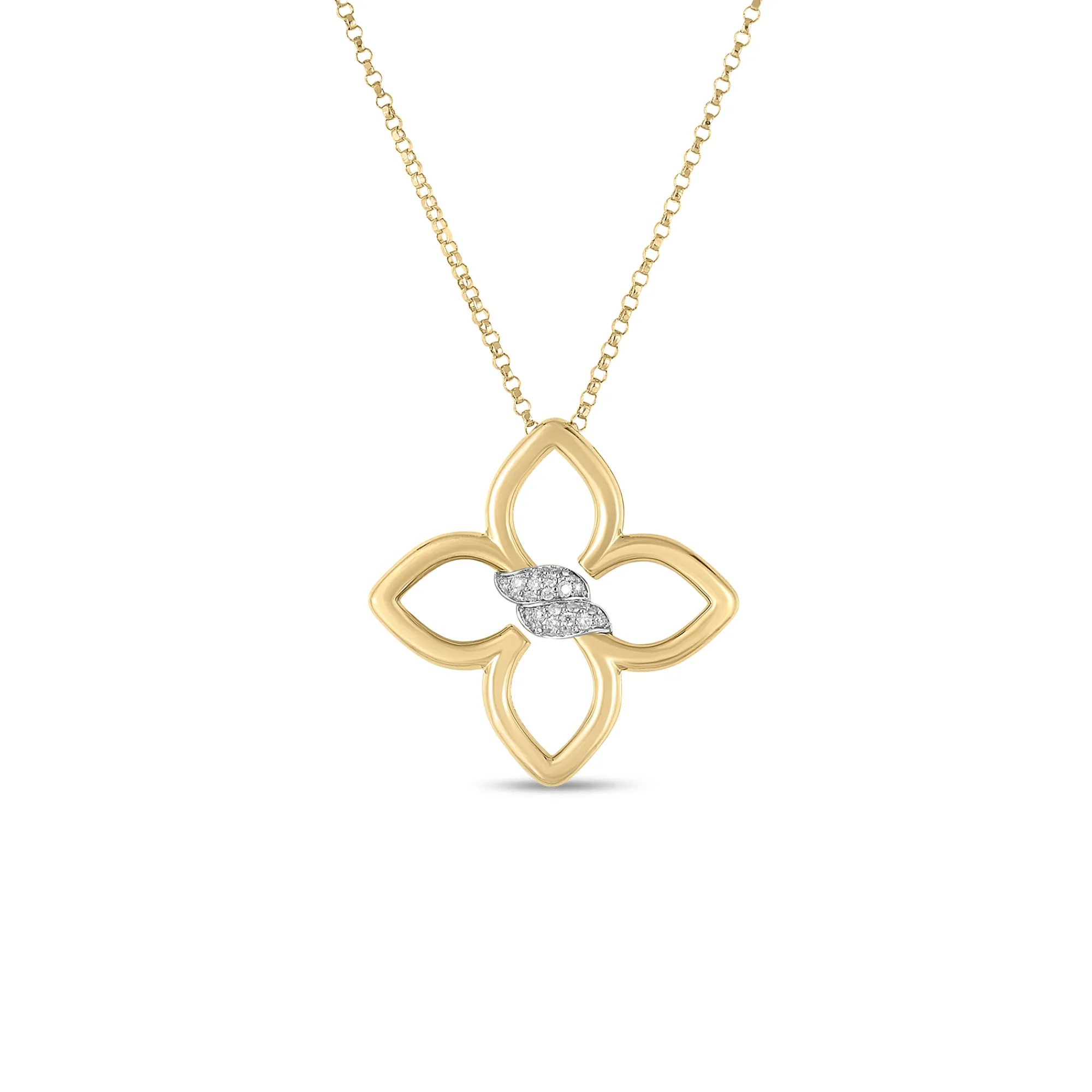 Roberto Coin 18k Yellow/White Gold Cialoma Small Diamond Flower Necklace Online