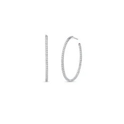 Roberto Coin Large Inside Outside Open Diamond Hoop Earrings, 18K White Gold Sale