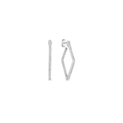 Roberto Coin Perfect Diamond Hoops Collection White Gold Diamonds Earrings 18K White Gold Sale