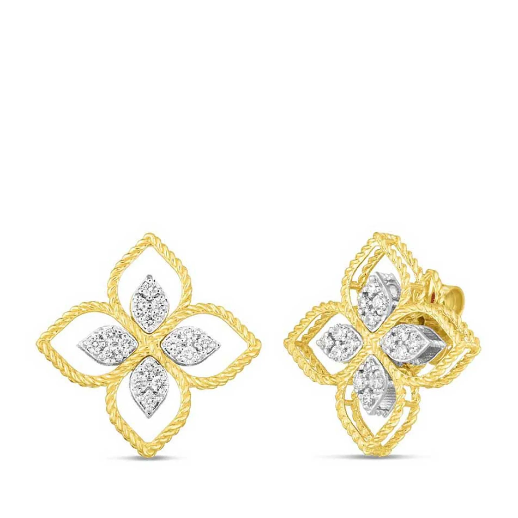 Roberto Coin Principessa Large Diamond Flower Earrings 18K Outlet