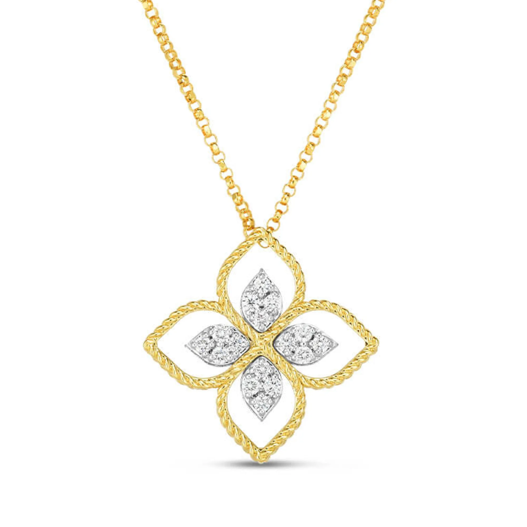 Roberto Coin Principessa Large Flower Diamond Necklace 18K Best