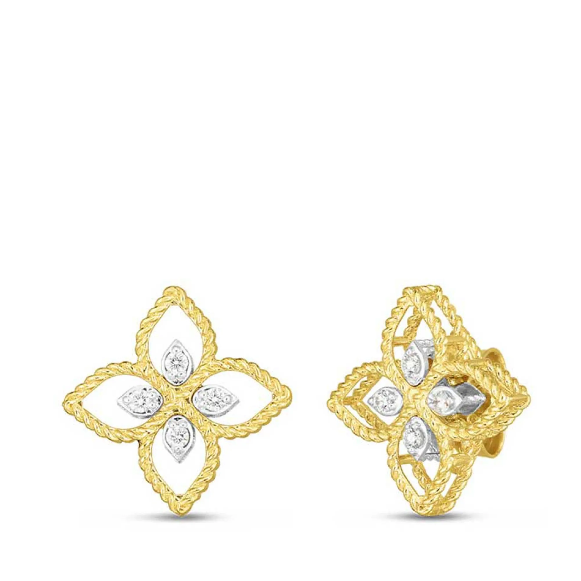 Roberto Coin Principessa Small Diamond Flower Earrings 18K Sale