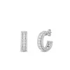 Roberto Coin Siena Diamond 3 Row Diamond Hoop Earrings 18K White Gold, 18mm Clearance