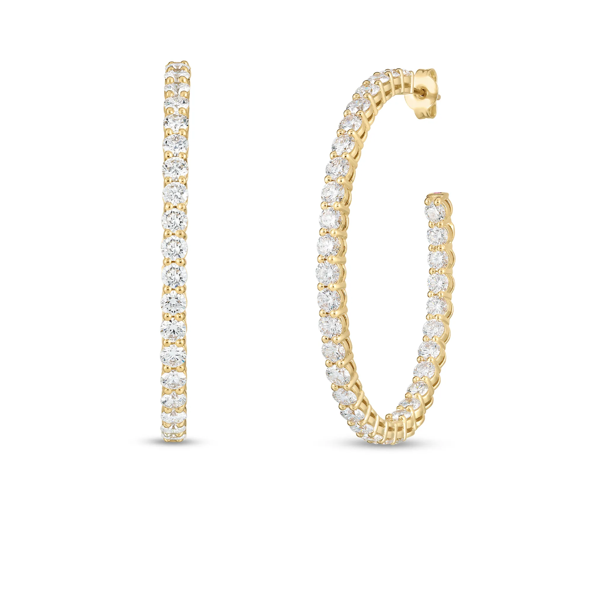 Roberto Coin Small Inside Outside The Perfect Diamond Hoop Earrings 18K Yellow Gold Outlet