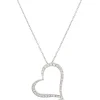 Roberto Coin Tiny Treasures Diamond Slanted Heart Necklace 18K White Gold