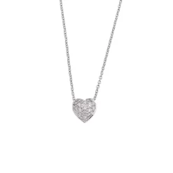 Roberto Coin Tiny Treasures Diamond Puffed Heart Necklace, 18K White Gold Best