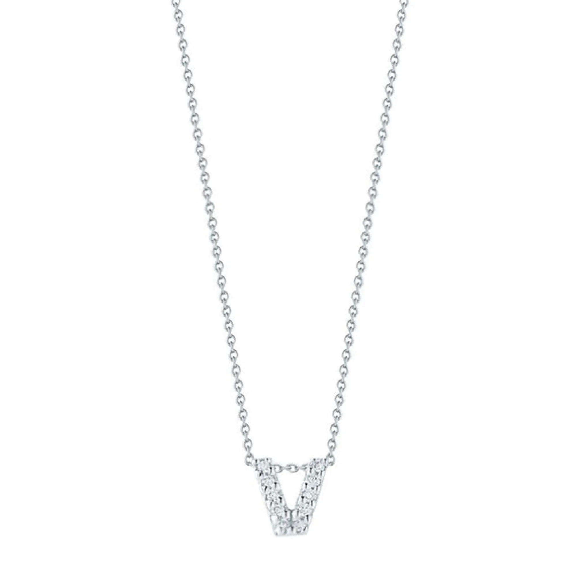Roberto Coin Tiny Treasures Diamond Initial Pendant 18K Letter 'V' Hot