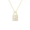 Roberto Coin Tiny Treasures Diamond Lock Necklace 18K Yellow Gold Clearance