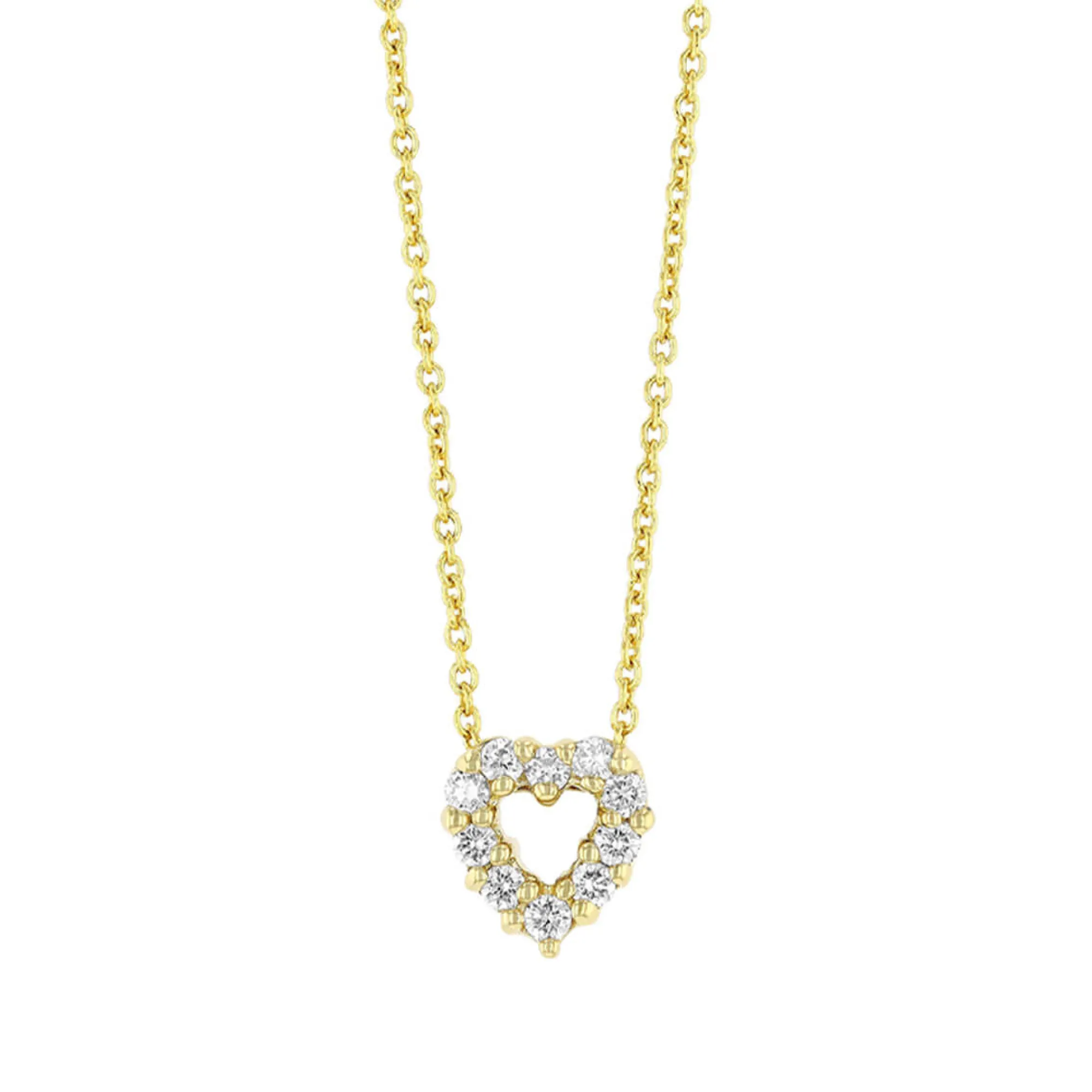 Roberto Coin Tiny Treasures Diamond Heart Necklace 18K Hot