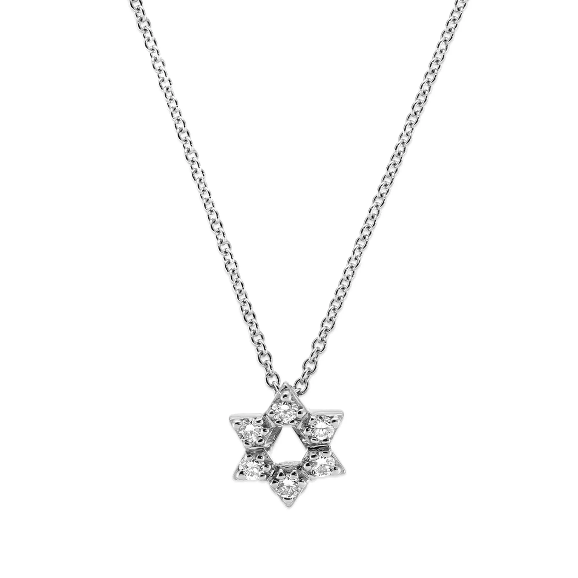 Roberto Coin Tiny Treasures Diamond Star Of David Necklace 18K White Gold Outlet