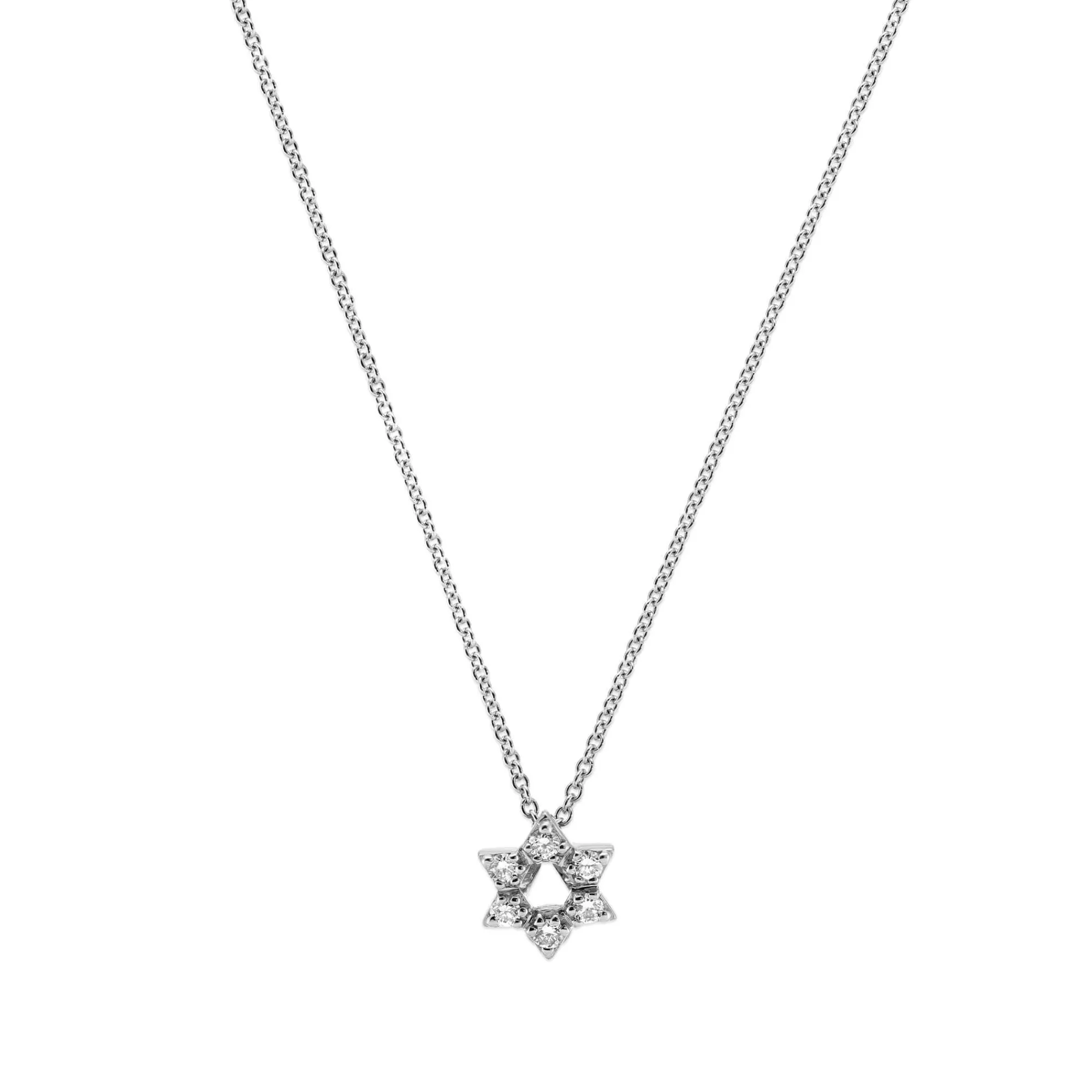 Roberto Coin Tiny Treasures Diamond Star Of David Necklace 18K White Gold Outlet