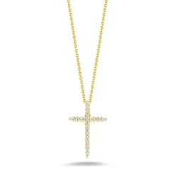 Roberto Coin Tiny Treasures Diamond Cross Necklace 18K