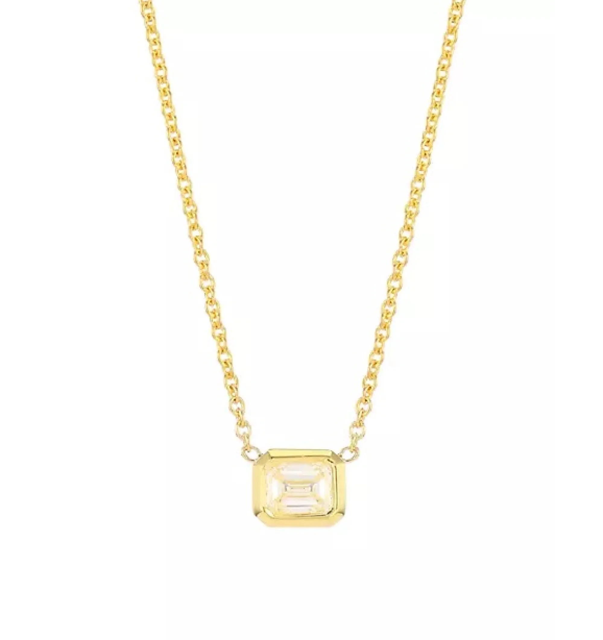 Roberto Coin Tiny Treasures 18K Yellow Gold & Emerald-Cut Diamond Pendant Necklace Online