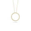 Roberto Coin Tiny Treasures Medium Diamond Circle Pendant 18K Yellow Gold, 18 Inches New