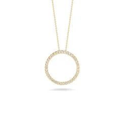 Roberto Coin Tiny Treasures Medium Diamond Circle Pendant 18K Yellow Gold, 18 Inches New