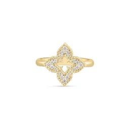 Roberto Coin Venetian Princess Small Diamond Pave Flower Ring 18K Yellow Gold New