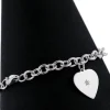 Rolo Bracelet with Heart Charm, Sterling Silver