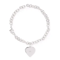 Rolo Bracelet with Heart Charm, Sterling Silver