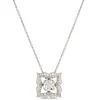 Rose and Round Cut Diamond Pendant Necklace, 18K White Gold Best